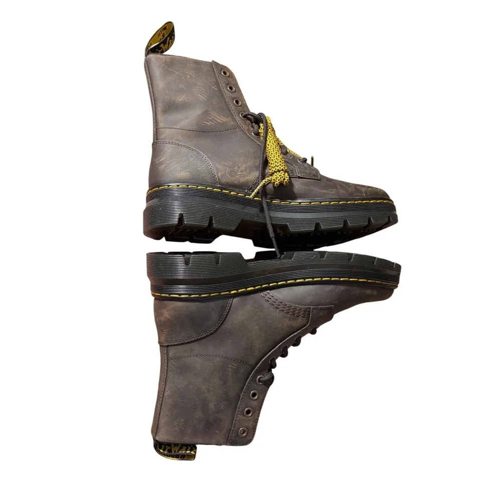 Dr. Martin Tarik Crazy Horse Utility Boots‎ Brown Leather NWOT W 8 M 7  NEW